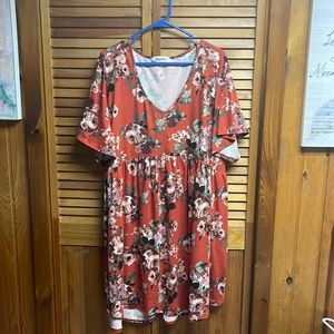 Orange floral print dress- size 3xl